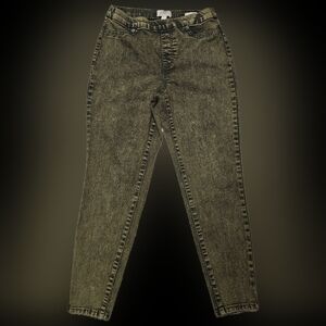 Logo By Lori Goldstein GREEN Acid Wash Pull-on Slim Leg Denim Pants